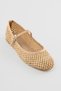 Women's Straw Knitted Ballerina Shoes with Straps Freya Beige - 4