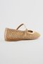 Women's Straw Knitted Ballerina Shoes with Straps Freya Beige - 5