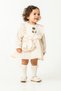 My Little One's Cicileri Bear Embroidered Ruffle Princess Dress 2-Piece Baby Girl Set - Beige - 6