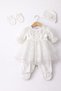 Baby Girl Hospital Take-Home Set with Tulle Flower Detail – Jumpsuit, Swaddle, and Beanie Set - 3