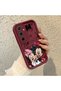 Samsung Galaxy A35 Compatible Impact Protection Lens Protection Claret Red Silicone Case Mickey Mouse Pattern