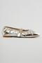 Women's Ballerina Flats with Wrinkled Leather Look and Pearl Buckle in Bee Silver - 2