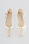 Women's Ballet Flats with Mesh Detail, Pointed Toe and Bow, Fira Silver - 3