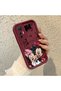 Mi 12 Lite Compatible Impact Protection Lens Protection Claret Red Silicone Case Mickey Mouse Pattern