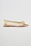Women's Ballet Flats with Mesh Detail and Bow, Siluna Gold - 2