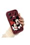 Redmi Note 13 Compatible Impact Protection Lens Protection Claret Red Silicone Case Mickey Mouse Pattern - 3