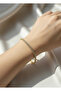 Steel gold side-by-side mini round stone waterway bracelet - 26slb46