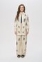 Women's Bead Embroidered Cotton-Linen Natur Oversize Shirt - 3