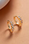 Women's Gold Hoop Earrings with Row of Stones