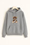 Unisex Winter the Best Bear Printed Cotton Hooded Regular Sweatshirt with Kangaroo Pocket