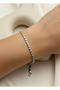 Steel Silver Mini Round Stone Waterway Bracelet - 26Slb45