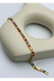 Steel gold-tone baguette stone waterfall bracelet - 26slb48 - 2