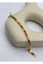 Steel Gold Colored Baguette Stone Waterway Bracelet - 26Slb09 - 2