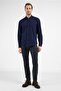 Navy Blue Buttoned Collar Pocket Long Sleeve Slim Fit 100% Cotton Shirt 1004255213 - 2