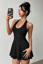 Halter Neck Front Double Layered Dress with Shorts Jt9345 - 3