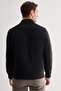 Men's Black Cashmere College Collar Plain No-Slit Comfort Fit Classic Coat 1007245259 - 5