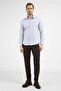 Gray Textured Hard Collar Long Sleeve Pocketless Slim Fit Cotton Shirt 1004255283 - 2