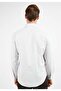 Beige-White Self-Patterned Rigid Collar Long Sleeve Pocketless Slim Fit Cotton Shirt 1004255214 - 5