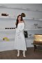 Womens White Soft Knit Off-the-Shoulder Blouse and Skirt Set - 2