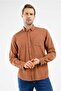 Beige Buttoned Collar Pocket Long Sleeve Slim Fit 100% Cotton Shirt 1004255213