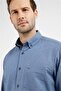 Blue Buttoned Collar Long Sleeve Pocketed Comfort Fit Cotton Shirt 1004255234 - 4