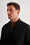 Men's Black Cashmere College Collar Plain No-Slit Comfort Fit Classic Coat 1007245259 - 4