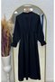 Almina Muslin Lace-Up Dress-Na2418 Black - 7
