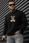 Men's Winter Cotton the Best Bear Printed Regular Crew Neck Sweatshirt