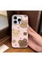 Stylish Phone Case with Cute Teddy Bear Pattern and Leather Texture, Compatible with iPhone 15 Pro. - 2