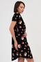 Women's Large Size Short Sleeve Pocket Strawberry Pattern Black Nightgown Tunic C7T9N0904 - 2