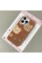 Stylish Phone Case with Cute Teddy Bear Pattern and Leather Texture, Compatible with iPhone 16 Pro Max.