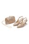 Women's Pointed Toe Style Heeled Evening Dress Shoes and Portfolio Clutch Chain Strap Bag