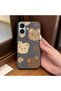 iPhone 16 Compatible, Stylish Phone Case with Cute Teddy Bear Pattern and Leather Texture. - 2