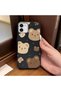 iPhone 11 Compatible, Stylish Phone Case with Cute Teddy Bear Pattern and Leather Texture. - 2