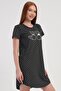 Women's Short Sleeve Polka Dot Cat Patterned Anthracite Nightgown Tunic C9T0N0115 - 2