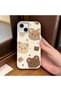 Compatible with iPhone 14 Plus/15 Plus, Stylish Phone Case with Cute Teddy Bear Pattern and Leather Texture. - 2
