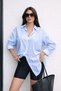 Women's Blue Striped Cotton Oversize Shirt – Comfortable Fit Casual Stylish Shirt - 2