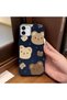 iPhone 11 Compatible, Stylish Phone Case with Cute Teddy Bear Pattern and Leather Texture. - 2