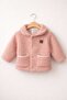 Muslin Lining Detailed Welsoft Plush Baby Coat - 4