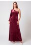 One-Shoulder Long Velvet Evening Dress - 4