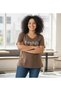Women's Plus Size V-Neck Sea Themed Printed Premium Cotton T-Shirt - 3