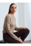 10836 Wool Blend Glitter Boat Neck Sweater-Light Mink