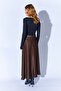 Coffee Belt Detailed Satin Skirt |   Mks2910743-1 - 5