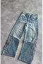 Knight Patterned Baggy Unisex Jeans - 3