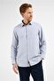 Black-White Striped Pattern Hard Collar Long Sleeve Pocket Comfort Fit Cotton Shirt 1004255277