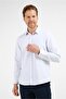 Men's White - Blue Textured Hard Collar Long Sleeve Slim Fit Cotton Shirt 1004255216 - 3