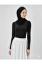 Black Crew Neck Slim Fit Cotton Basic Long Sleeve Blouse Oversized Hijab Body Hzlrbnbisdüz51Tbody - 4