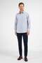 Black-White Striped Pattern Hard Collar Long Sleeve Pocket Comfort Fit Cotton Shirt 1004255277 - 2