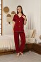 Burgundy Bowed Cotton Pajama Set - 2