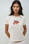 Women's Crew Neck Short Sleeve Front Printed Cotton T-Shirt - 7